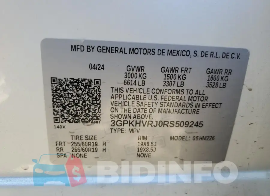 3GPKHVRJ0RS509245 Photo# 14