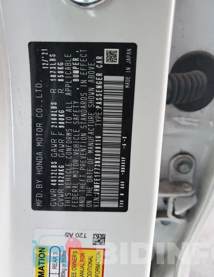 JHMFE1F73NX009116 Photo# 13