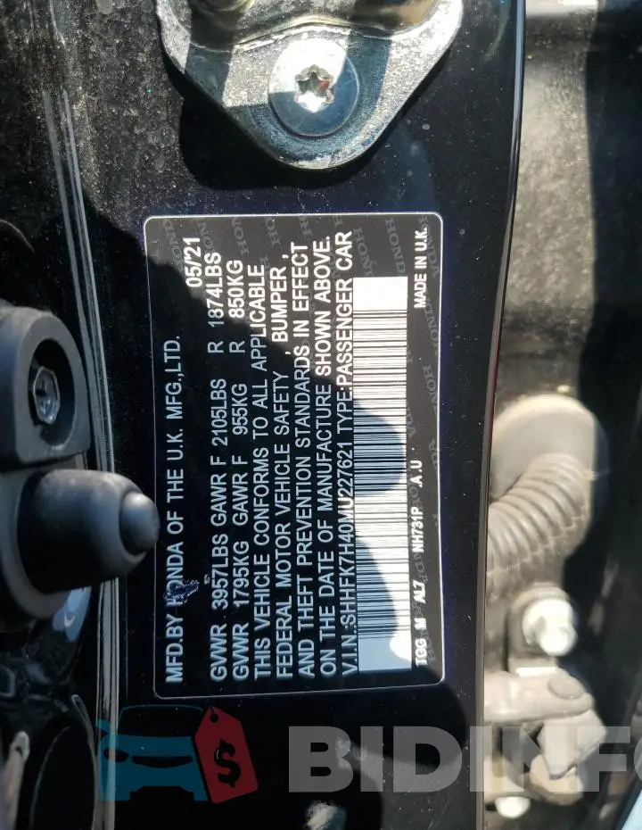 SHHFK7H40MU227621 Photo# 12