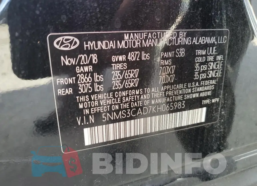 5NMS3CAD7KH065983 Photo# 13