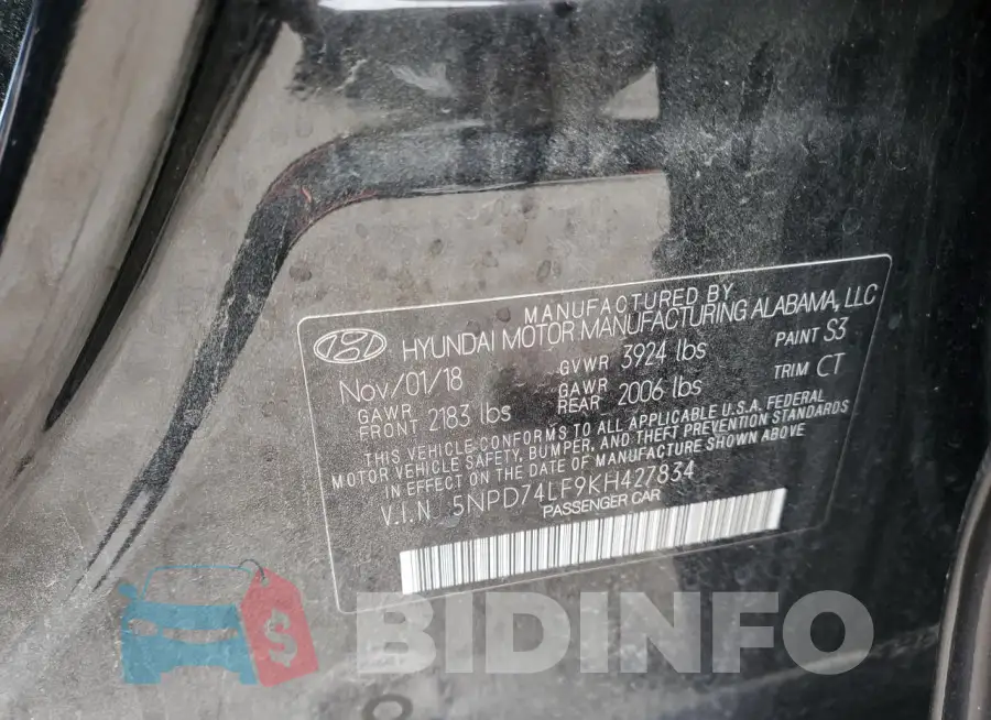 5NPD74LF9KH427834 Photo# 13