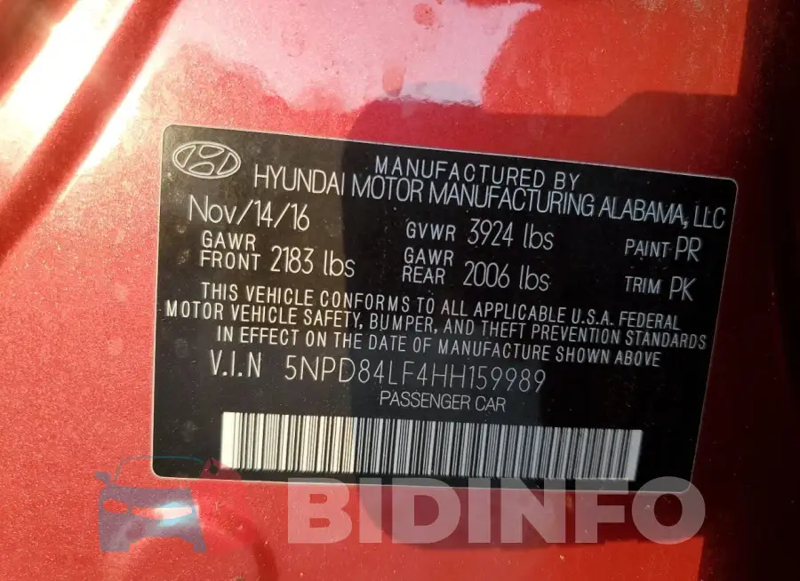 5NPD84LF4HH159989 Photo# 13