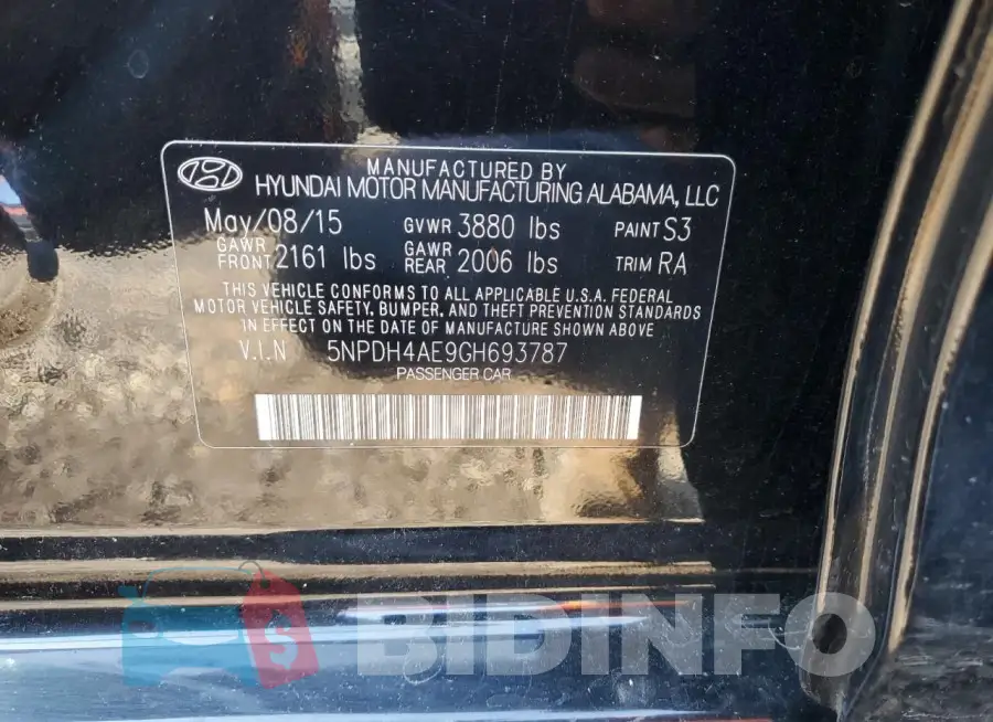 5NPDH4AE9GH693787 Photo# 12