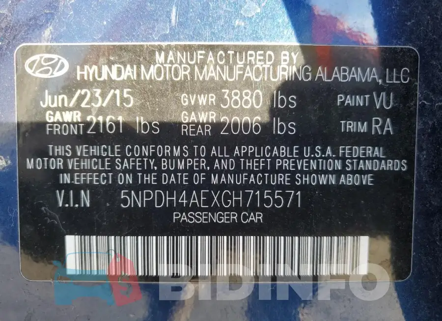 5NPDH4AEXGH715571 Photo# 12
