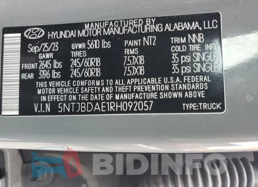5NTJBDAE1RH092057 Photo# 12