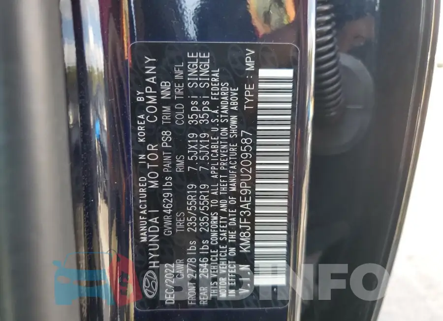 KM8JF3AE9PU209587 Photo# 13