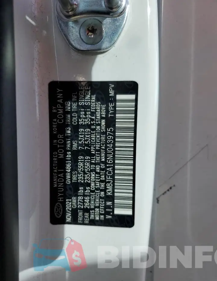 KM8JFCA16NU043975 Photo# 13