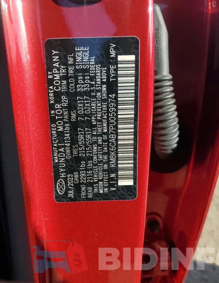 KM8K6CAB7PU059974 Photo# 13
