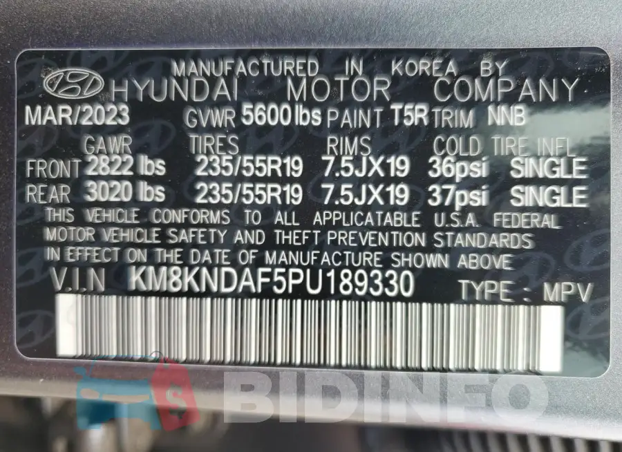 KM8KNDAF5PU189330 Photo# 14