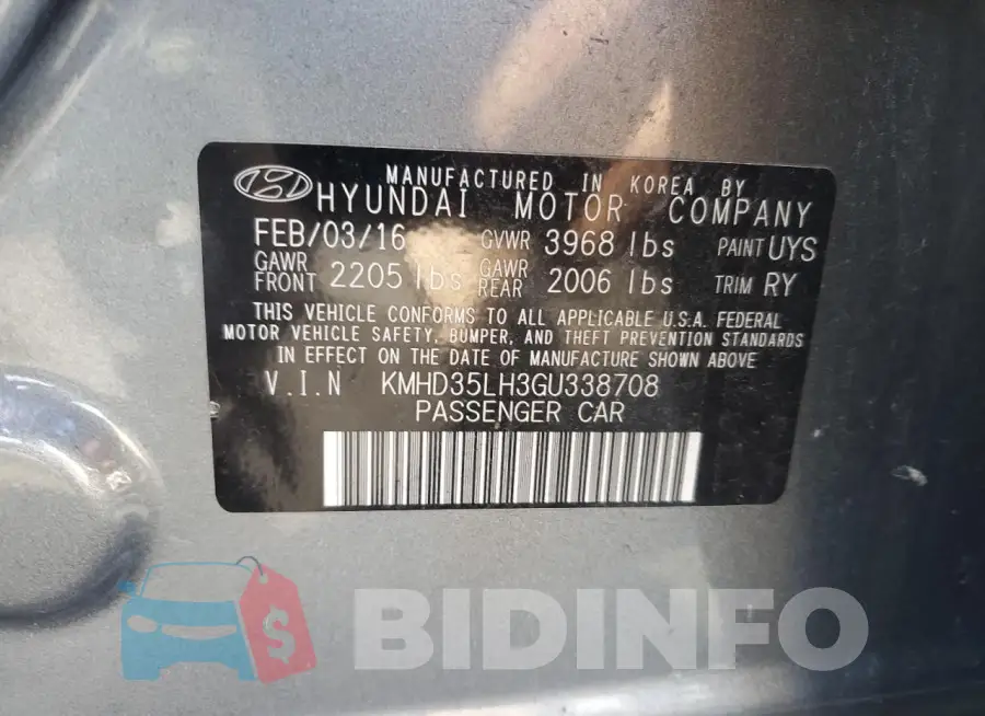 KMHD35LH3GU338708 Photo# 12