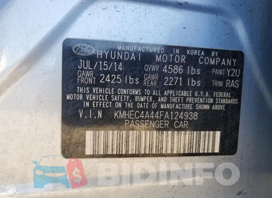 KMHEC4A44FA124938 Photo# 12