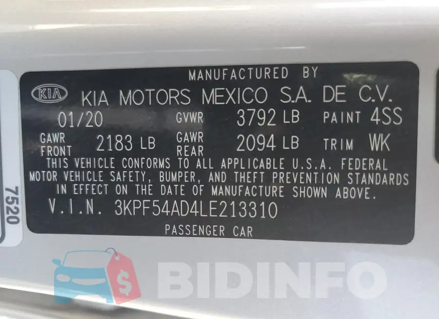 3KPF54AD4LE213310 Photo# 12