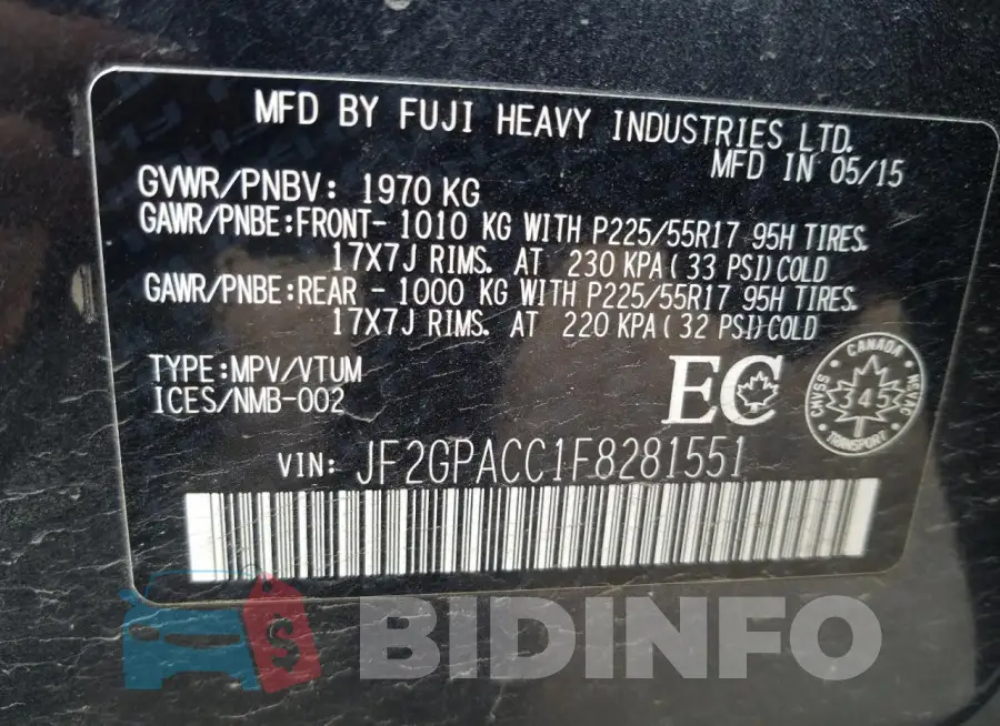 JF2GPACC1F8281551 Photo# 12