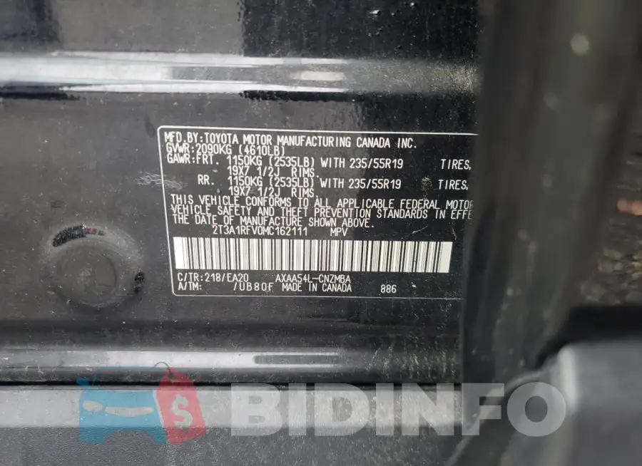2T3A1RFV0MC162111 Photo# 14