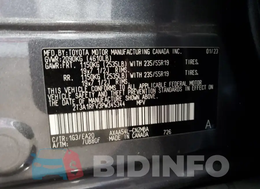 2T3A1RFV3PW345344 Photo# 14