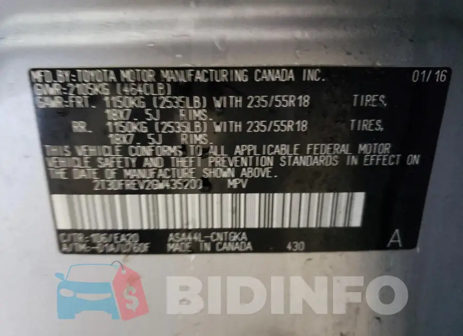 2T3DFREV2GW435200 Photo# 13