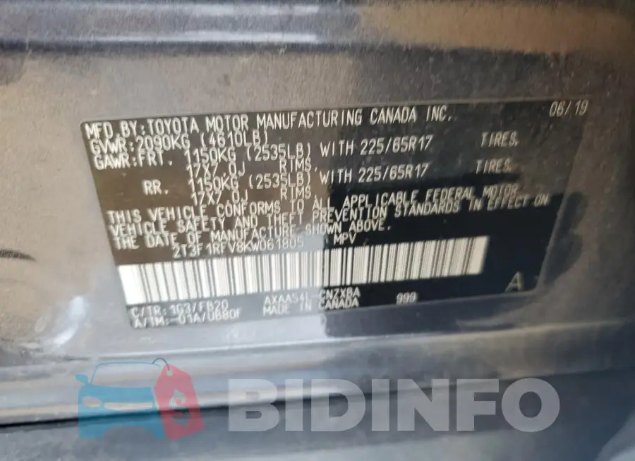 2T3F1RFV8KW061805 Photo# 13