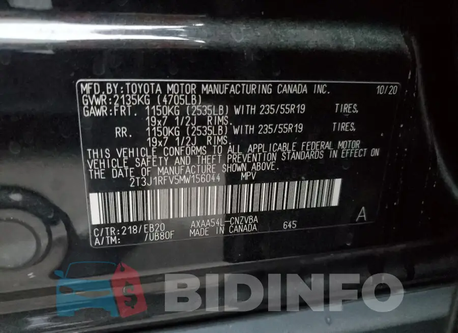 2T3J1RFV5MW156044 Photo# 13