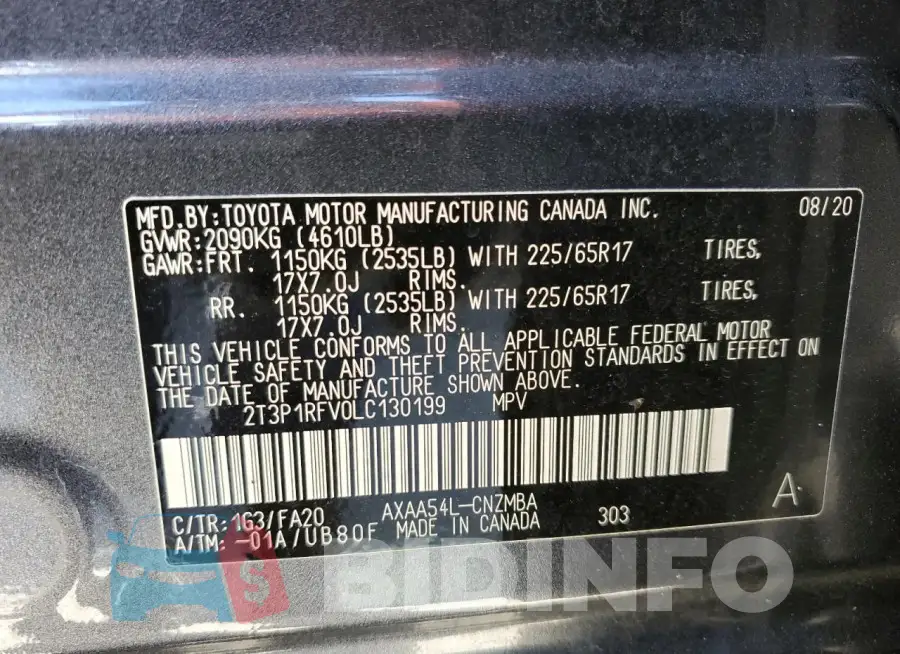 2T3P1RFV0LC130199 Photo# 13