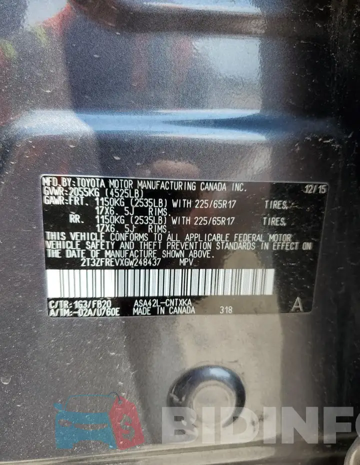 2T3ZFREVXGW248437 Photo# 13