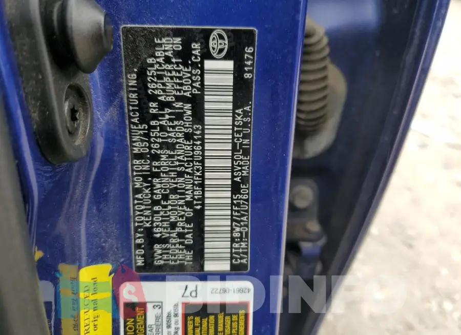 4T1BF1FK3FU964143 Photo# 12