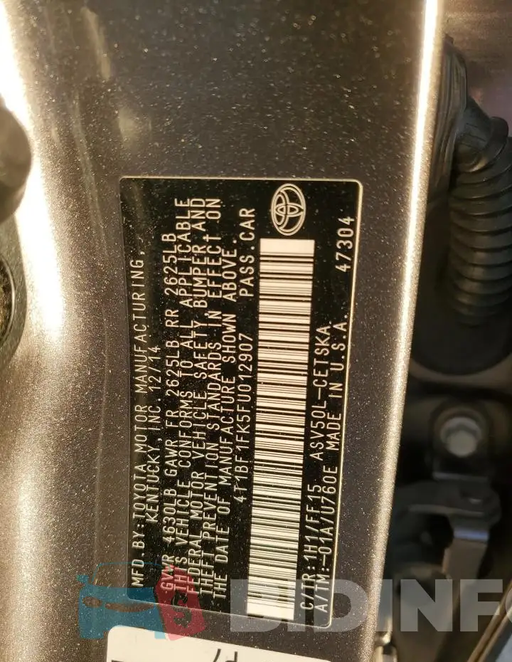 4T1BF1FK5FU012907 Photo# 12