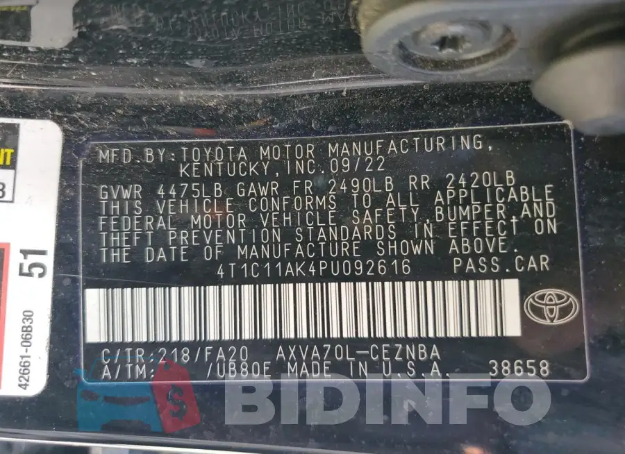 4T1C11AK4PU092616 Photo# 12