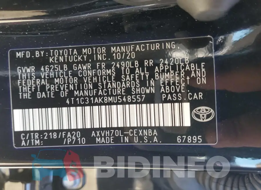 4T1C31AK8MU548557 Photo# 12
