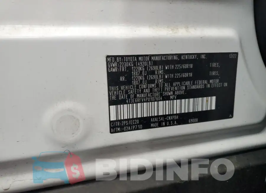 4T3E6RFV4PU107604 Photo# 13