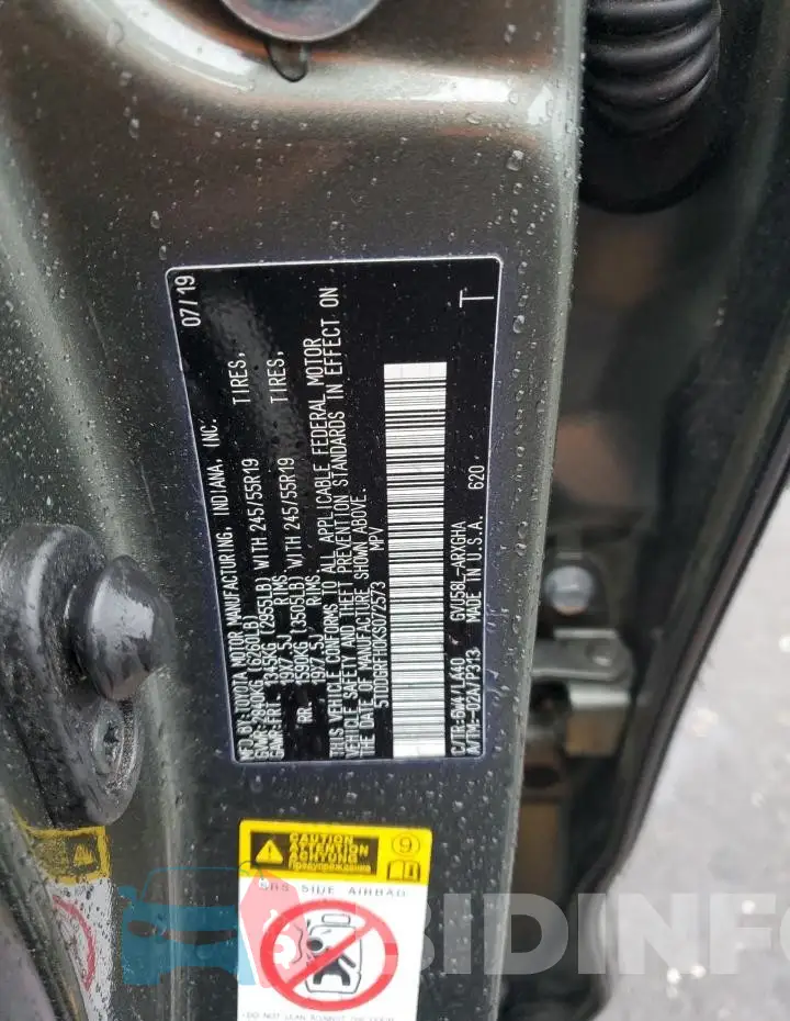 5TDDGRFH0KS072573 Photo# 12