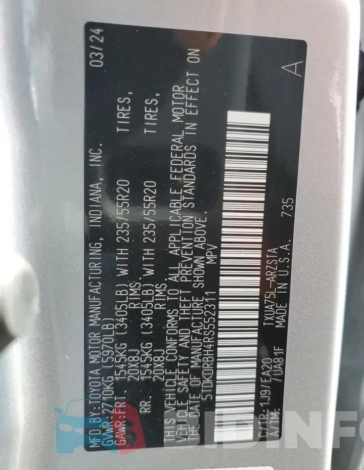 5TDKDRBH4RS552311 Photo# 14