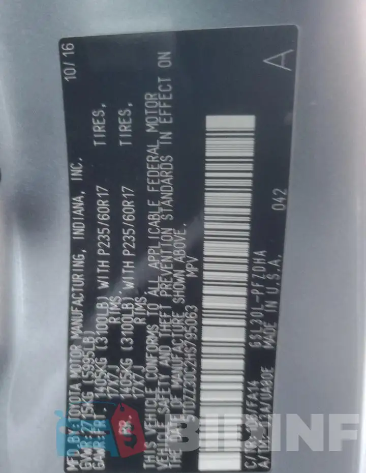 5TDZZ3DC2HS795063 Photo# 14