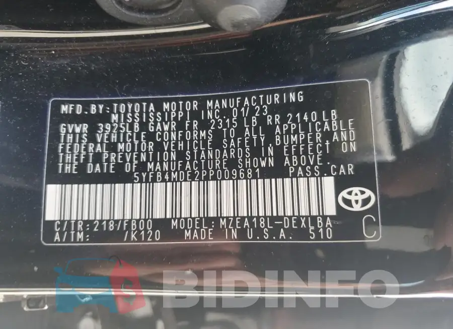 5YFB4MDE2PP009681 Photo# 12