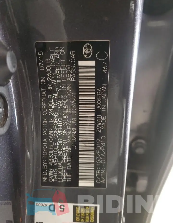 JTDZN3EU9FJ039971 Photo# 12