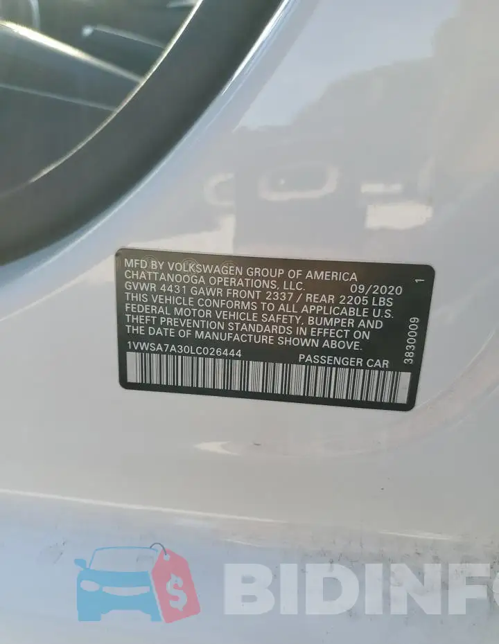 1VWSA7A30LC026444 Photo# 12