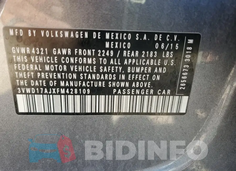 3VWD17AJXFM428109 Photo# 13