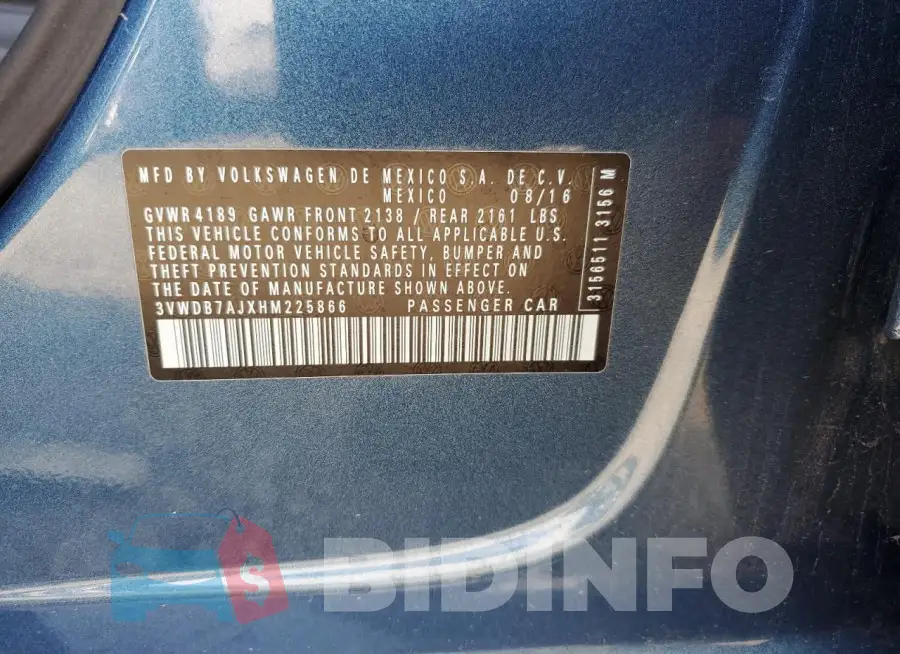 3VWDB7AJXHM225866 Photo# 12