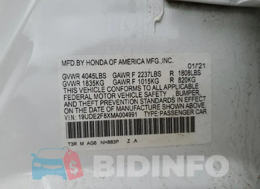 19UDE2F8XMA004991 Photo# 12