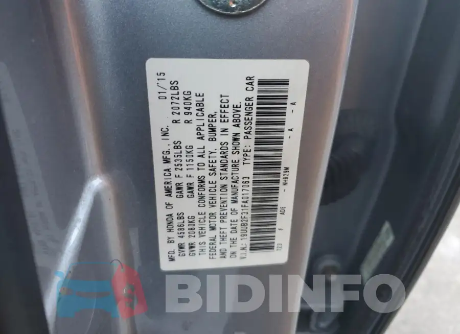 19UUB2F31FA017063 Photo# 12