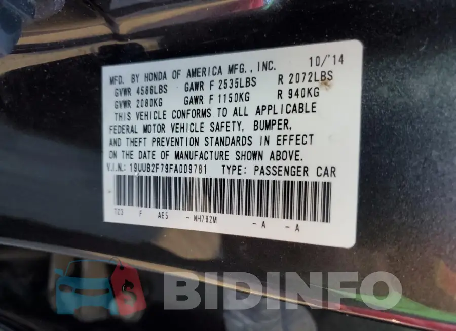 19UUB2F79FA009781 Photo# 12