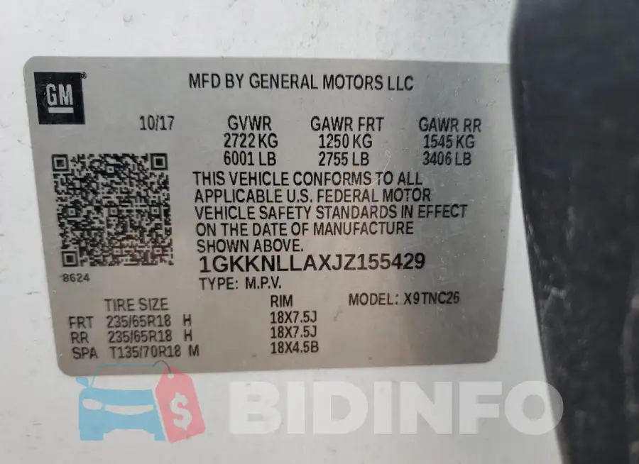 1GKKNLLAXJZ155429 Photo# 13