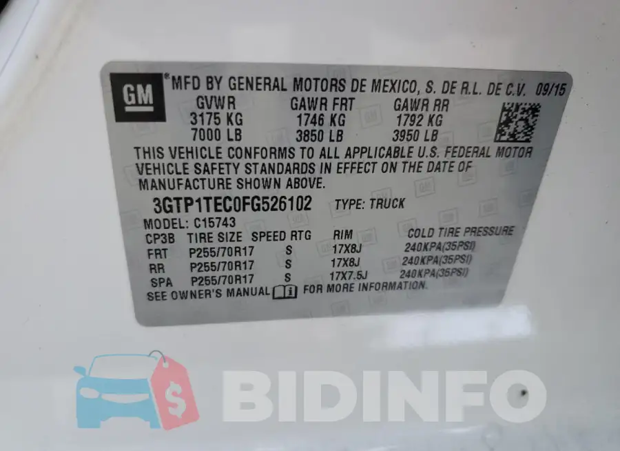 3GTP1TEC0FG526102 Photo# 12