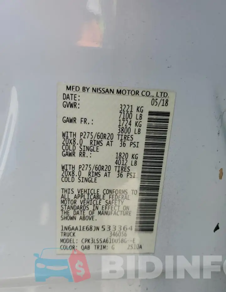 1N6AA1E68JN533364 Photo# 12