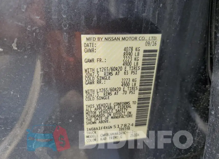1N6BA1F4XGN517824 Photo# 12
