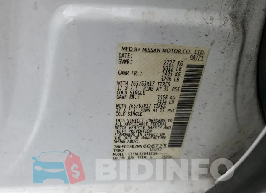 1N6ED1EK2NN606725 Photo# 13