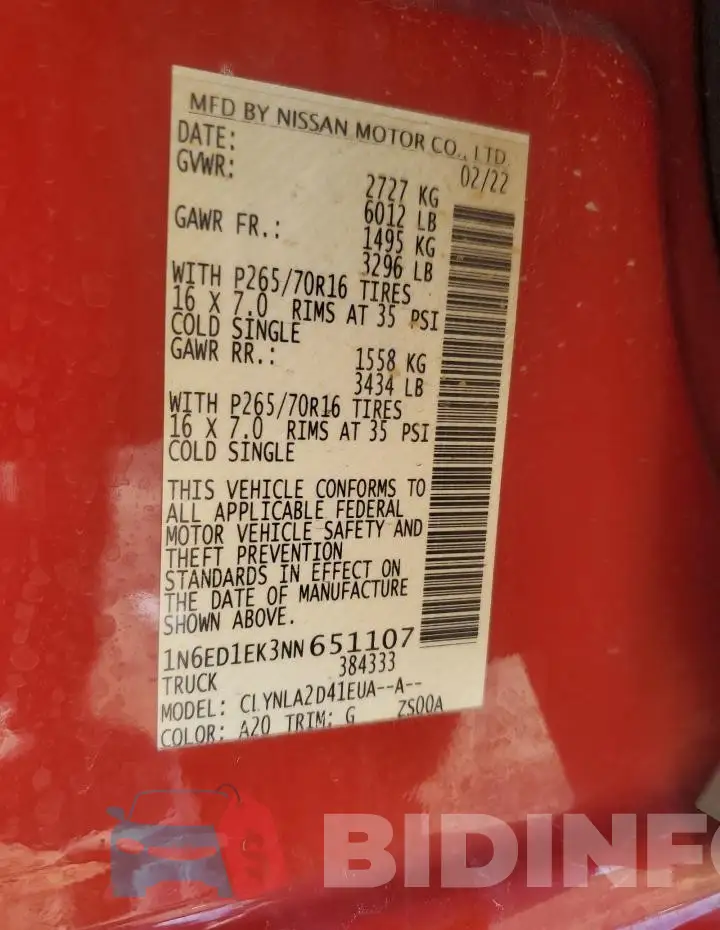 1N6ED1EK3NN651107 Photo# 12