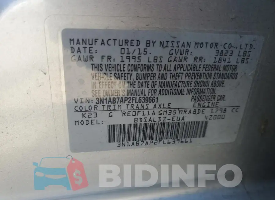 3N1AB7AP2FL639661 Photo# 12