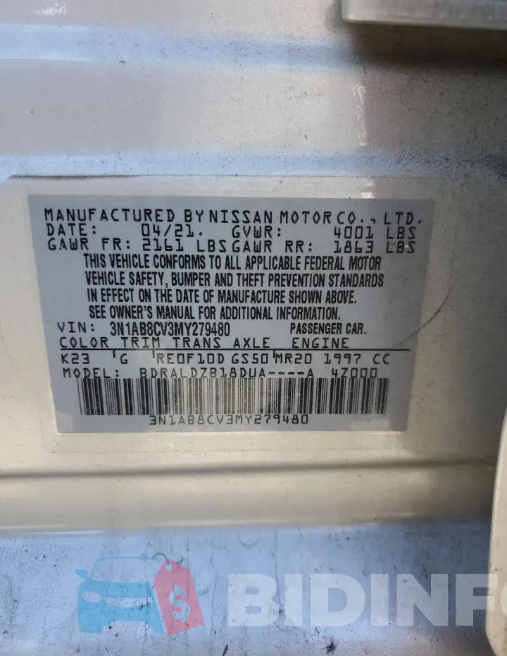 3N1AB8CV3MY279480 Photo# 13