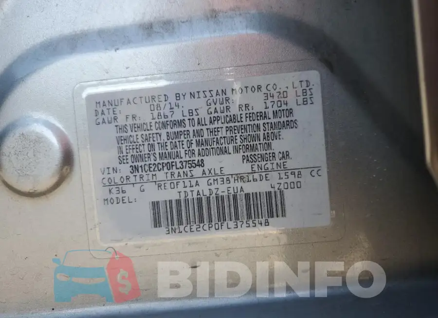 3N1CE2CP0FL375548 Photo# 12