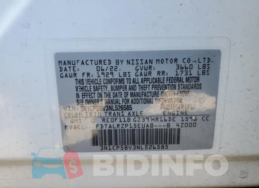 3N1CP5BV3NL526585 Photo# 13